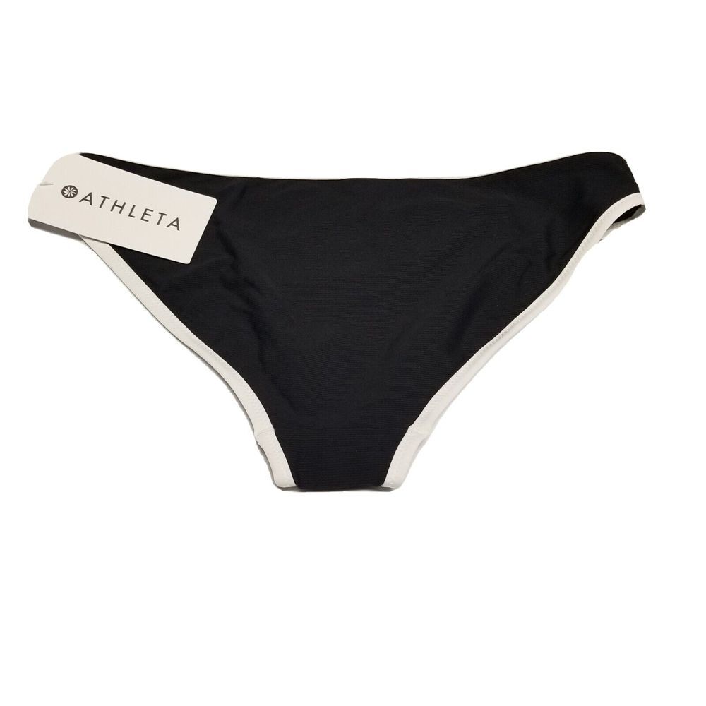 Athleta Clean Medium Bound Bikini Bottom Black White‎ Women's Medium #405798 - Picture 4 of 7